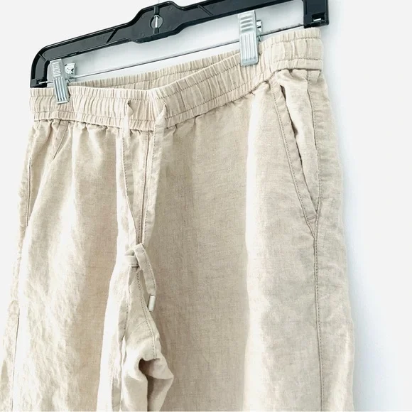 Tommy Bahama 100% Linen Beige Pants-Wide Leg Pull String Beachy Relaxed Fit - Picture 3 of 6